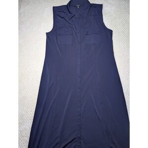Talbots Sleeveless Shirt Dress Navy Blue | Size Large